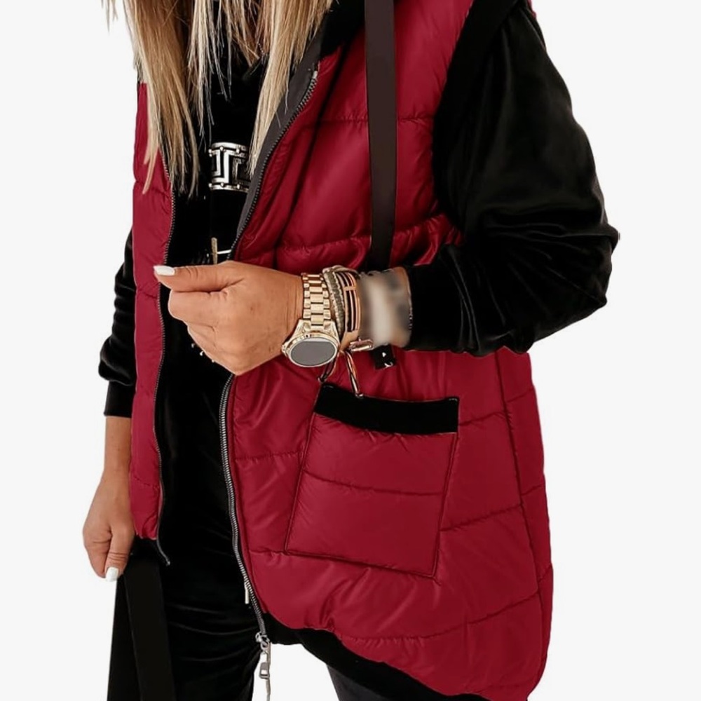Women's Red Puffer Vest